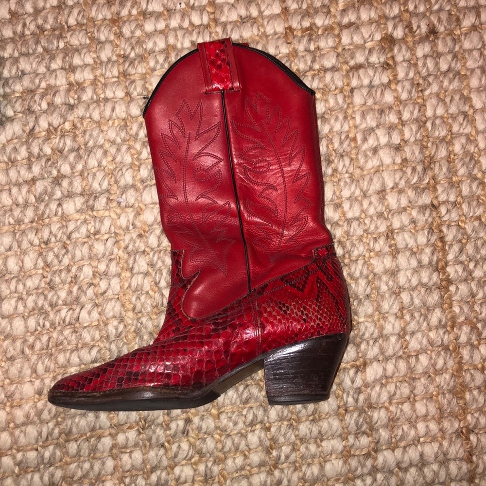Red Python Cowboy Boots - Vintage - image 4